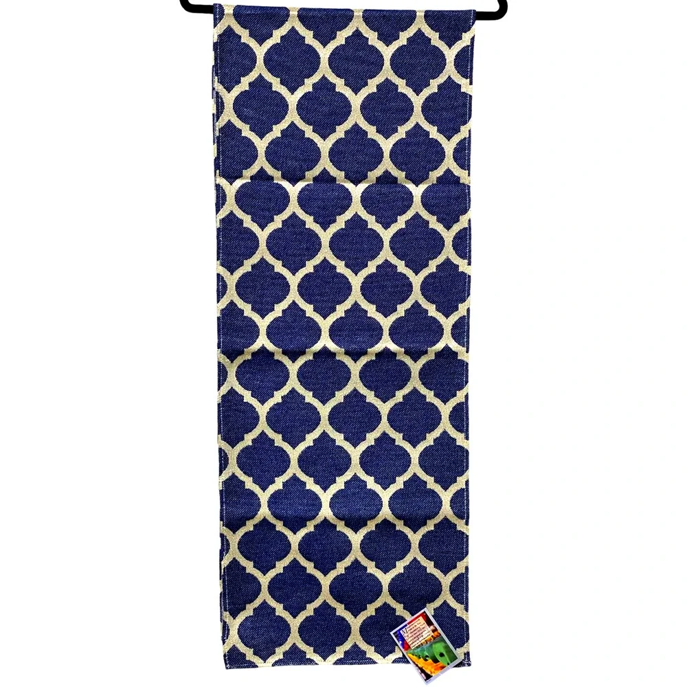 Mediterranean Ikat Table Runner Moroccan Me Crazy Metallic Made in USA 72